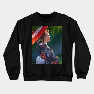 Kimono Girl with Unbrella Crewneck Sweatshirt